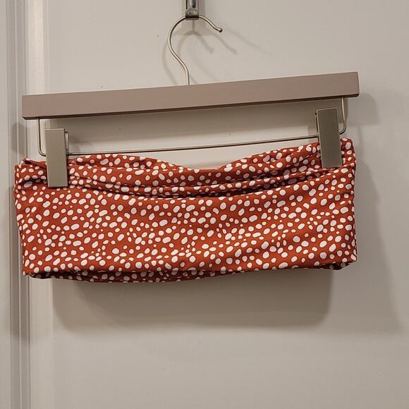 Brown Polka Dot Bandeau Bikini Top - Picture 2 of 3